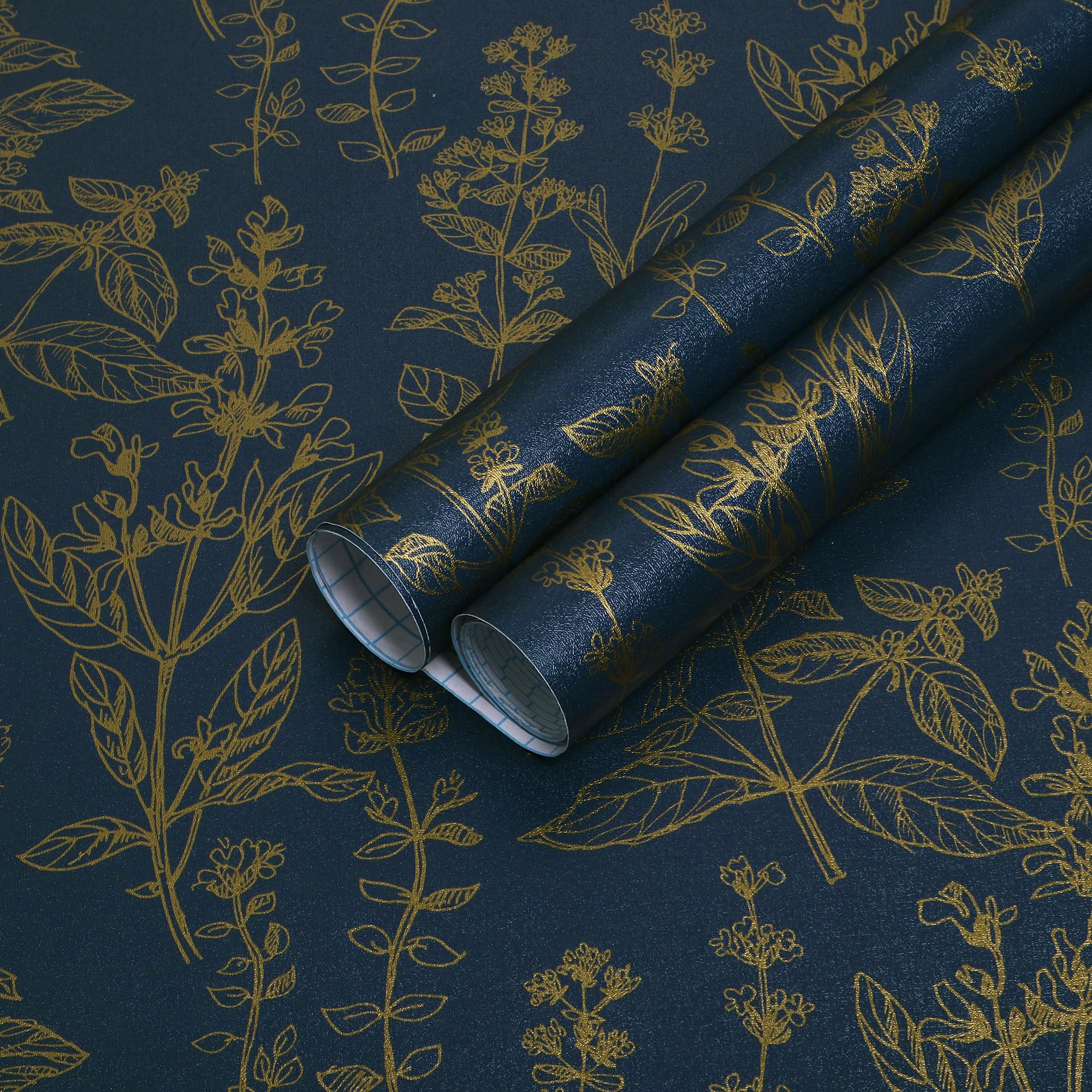 Micpolo Peel and Stick Wallpaper Blue Wallpaper Peel and Stick Blue Floral Contact Paper for Cabinets Vintage Removable Self Adhesive Wall Paper for