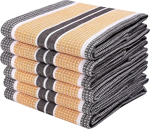 Paquete de 6 trapos de cocina vintage, rústicos, de 100% algodón, altamente absorbentes, de secado rápido, de grado profesional con lazo para