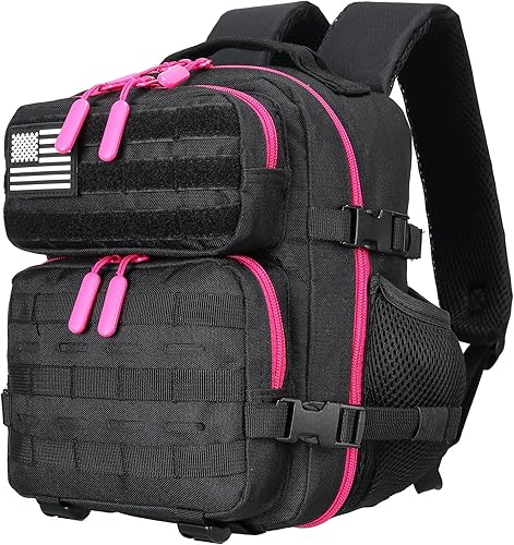 Miniatura 26 de Mini mochila táctica de 9L para hombres y mujeres, mochila táctica pequeña para senderismo, bolsa táctica pequeña, paquete de fitness, Negro&rojo,