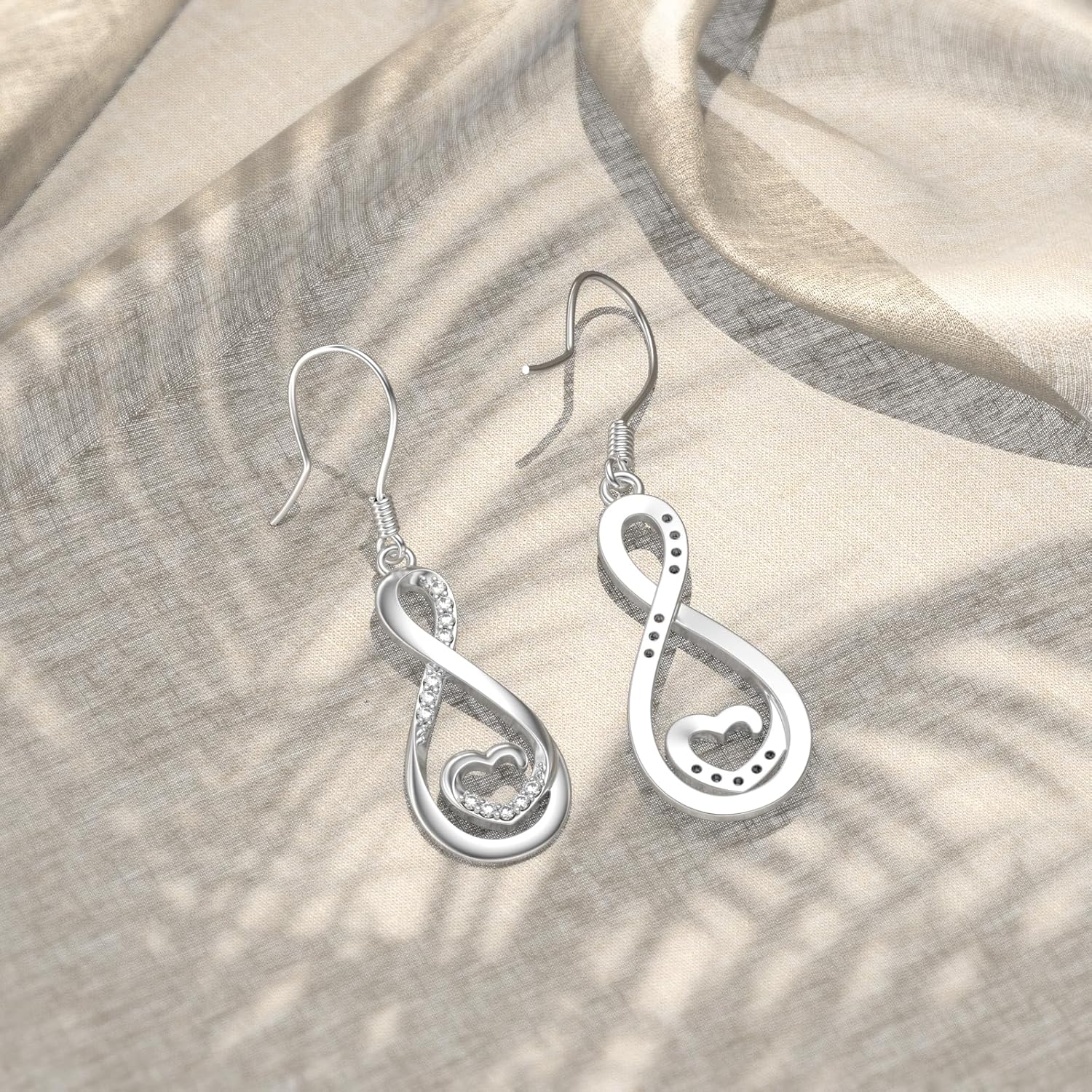 Diamond Infinity Earrings for Women 925 Sterling Silver Infinity Heart Pendant Earrings for Women Diamond Jewelry Gifts for Christmas Birthday
