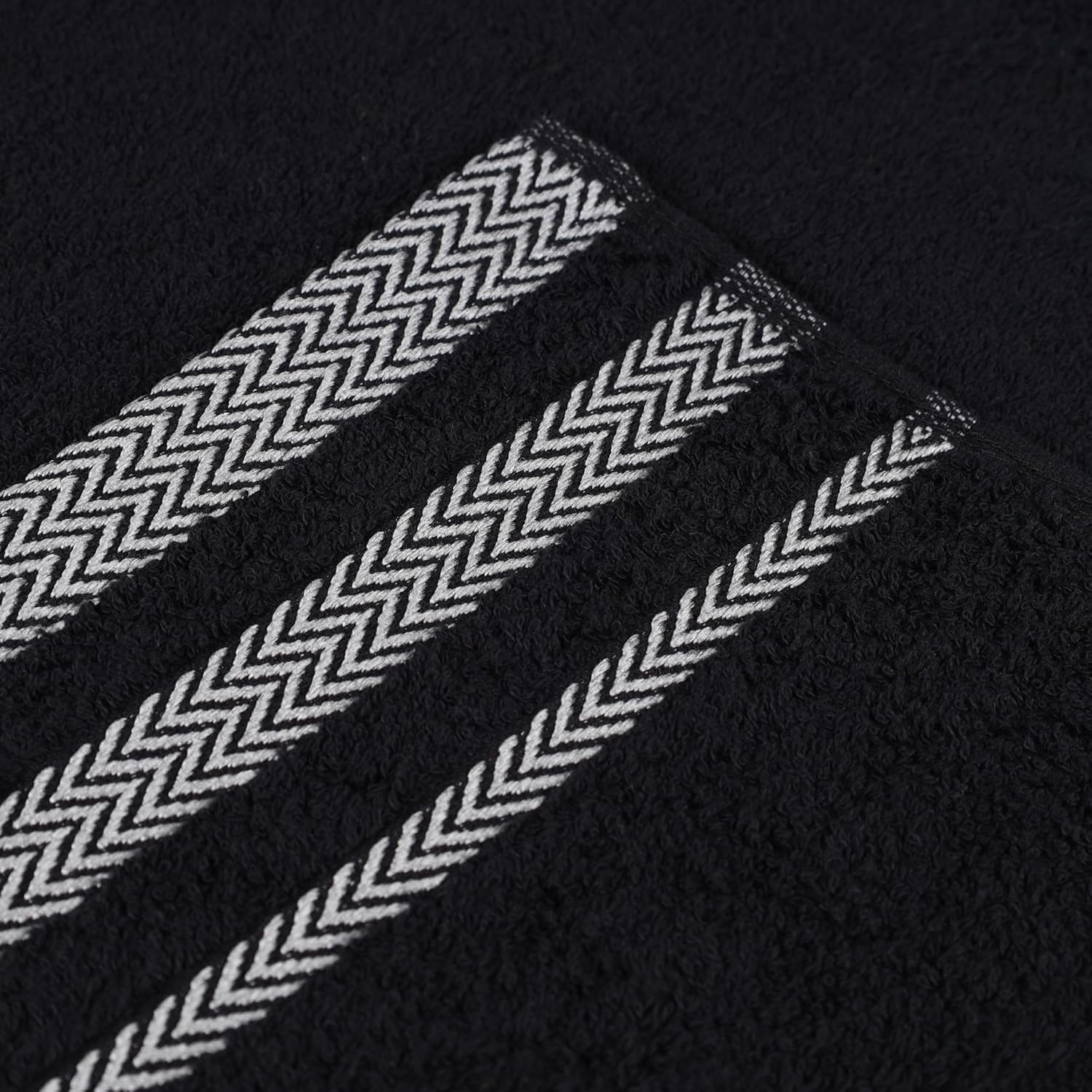 Superior Cotton 12 Piece Towel Set, Plush Soft Absorbent Towels, Bathroom Essentials, Shower, Luxury, Fluffy, Quick Dry, Includes 4 Bath, 4 Hand, 4 Washcloth/Face Towels, Hays Collection, Black