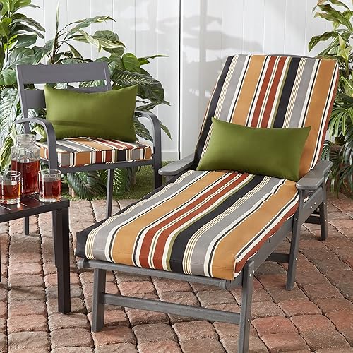 Miniatura 5 de South Pine Porch Cojín reversible para silla de descanso para exteriores con lazos de cuerda, rayas de ladrillo