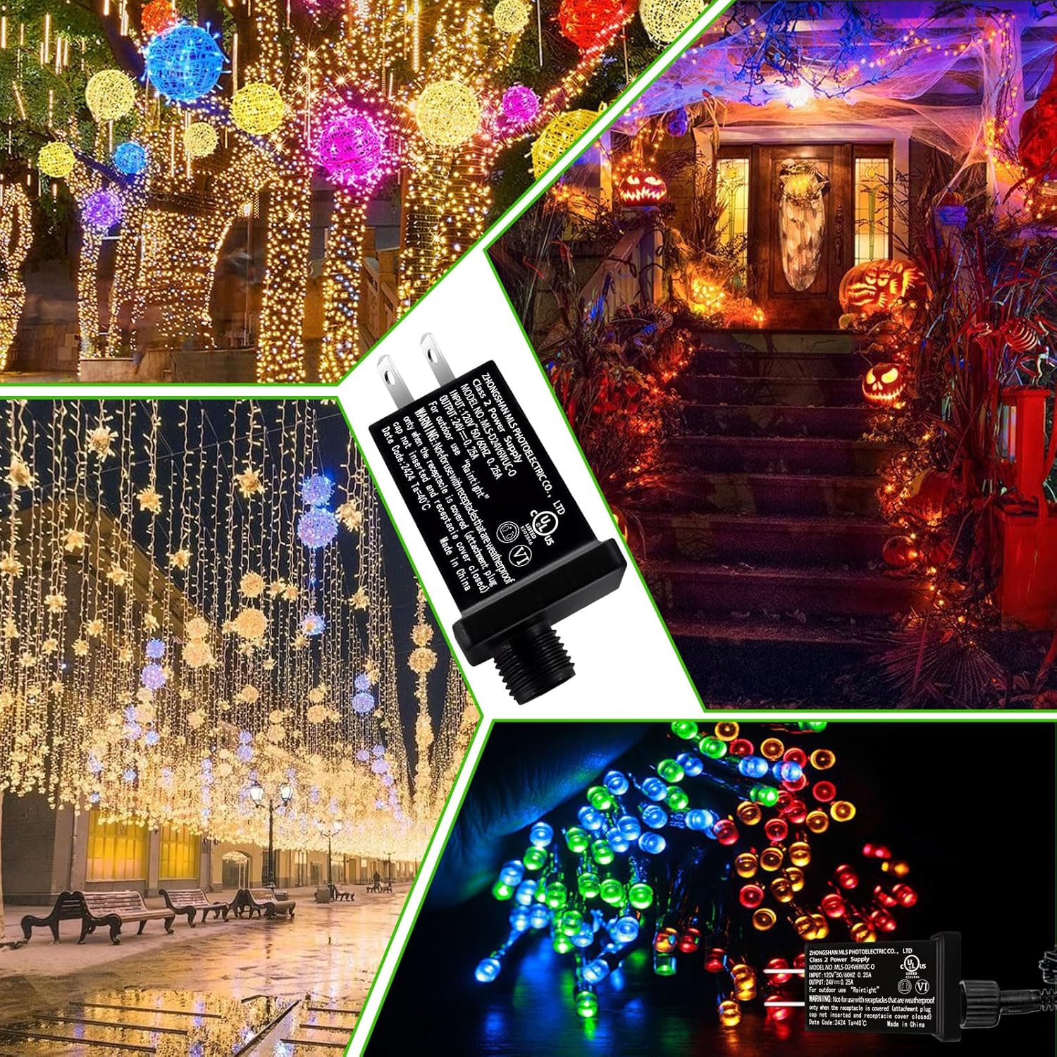 24V 6W Class 2 Power Supply LED Transformer Replacement IP44 Low Voltage Adapter for Christmas Tree String Light, Fairy Light, Net Light