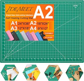 Idemeet 18x24 Self-Healing Cutting Mat - Dense 1200g 5-Ply Rotary Mat for Quilting Crafts Fabric Leather Green