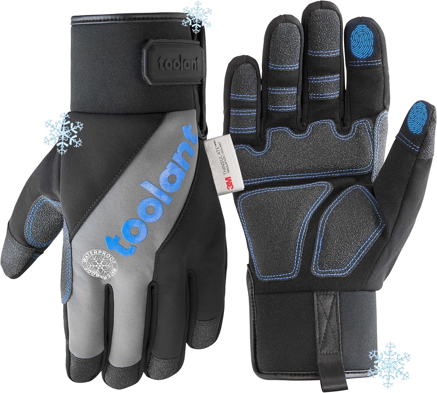 toolant Winter Work Gloves for Men, Insulated Waterproof Work Gloves with Reinforced Palm for Cold Weather Protection, S-XXL