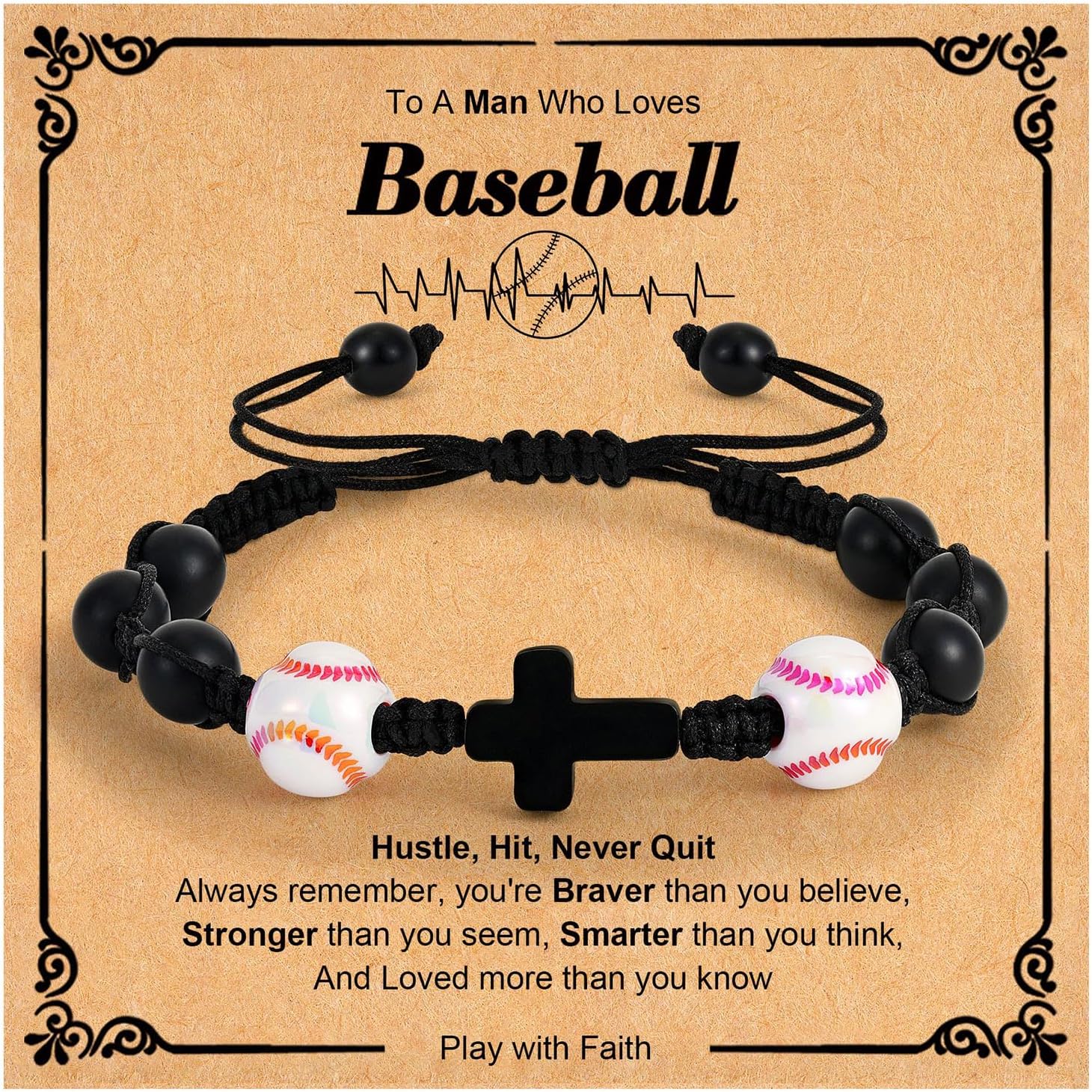 C-leen Baseball Gifts Bracelet for Boys Men Mom Lovers Fans, Baseball Accessories Stuff Bracelet for Boys Men Mom Lovers Fans Coach
