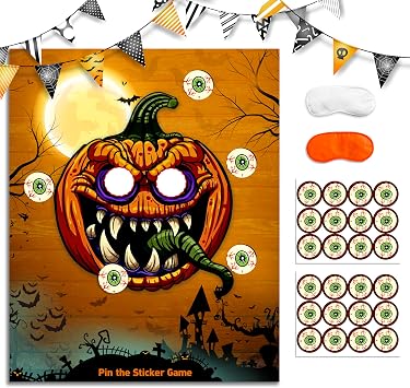 Halloween Games for Kids Adults Halloween Pumpkin Themed Games Pin The Tail Game Party Activities Halloween Party Favors