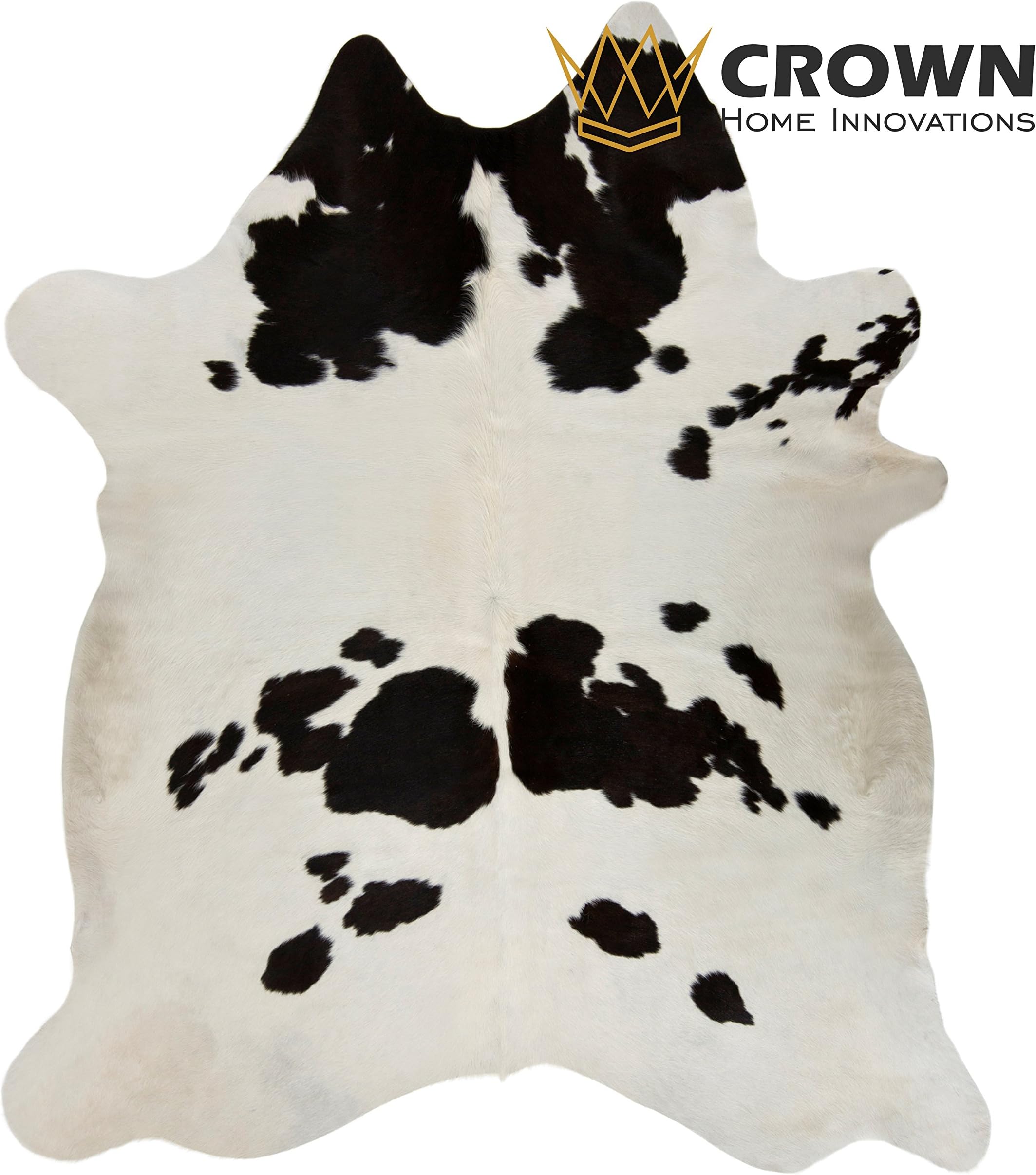 | Brazilian Cowhide Area Rug | 100% Authentic Natural Leather | Unique Stylish Decorative Accent | No Smell or Shedding | Color, Black and White | Size, 6โx 7โ