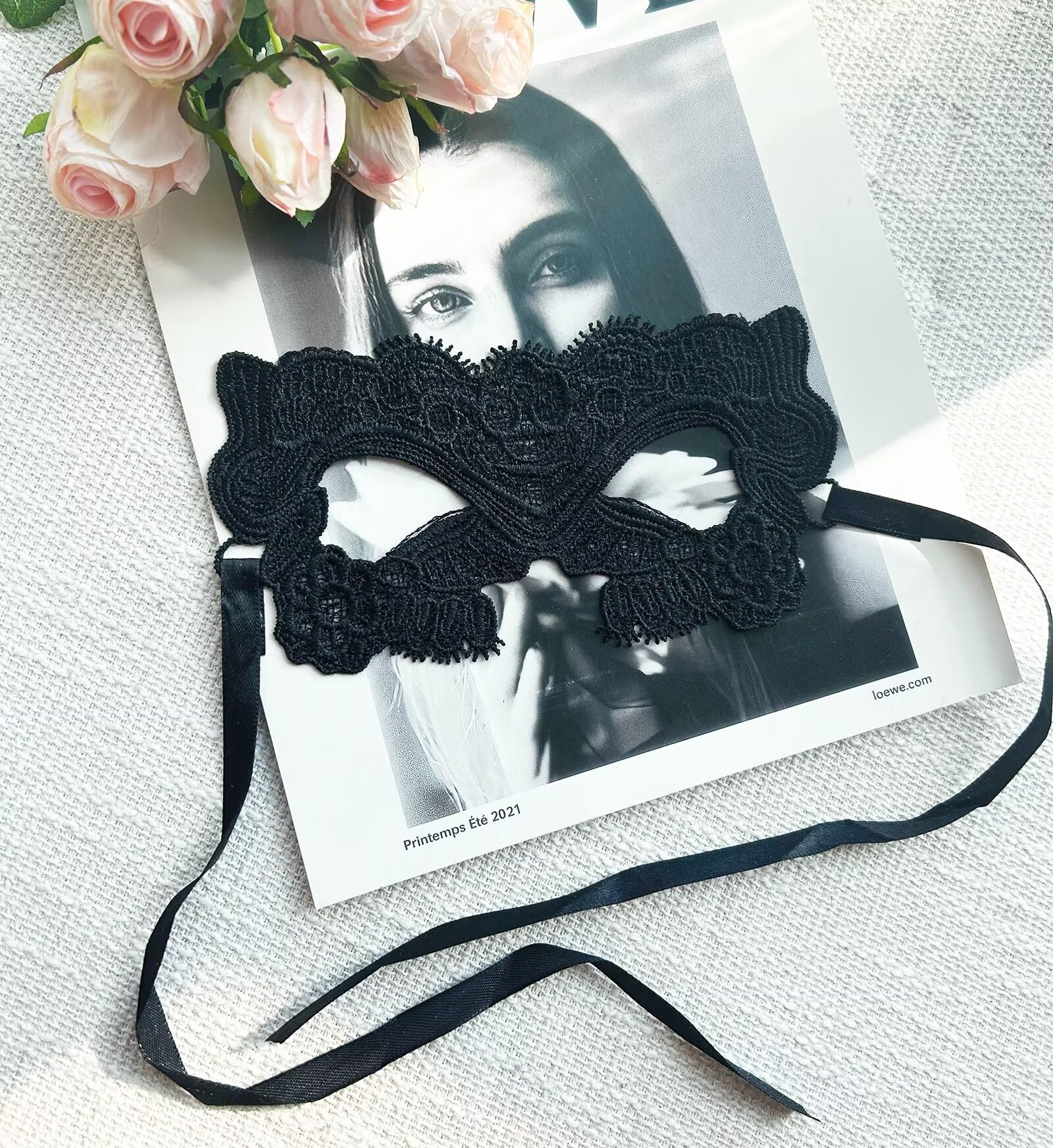 Mordarli Masquerade Mask for Women Lace Eye Mask for Halloween Costume Party: Black Cat Lady