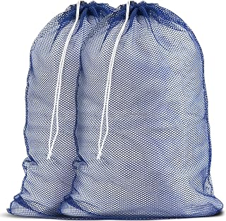 Bolsa de lavandería Mesh XL de 24 "x 36", paquete de 2, resistente, azul | Paquete de 2 bolsas de lavandería de malla XL 24x36, cordón seguro, resistente, lavable a máquina, para almacenamiento de viajes en dormitorios delicados, azul