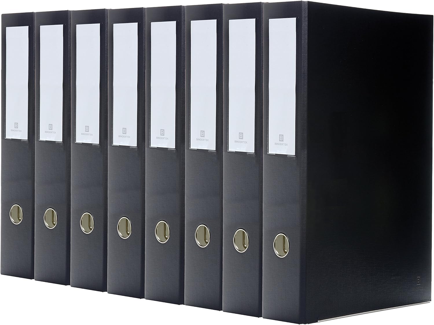 Bindertek 3-Ring 2-Inch Premium Linen Textured Legal Binder 8-Pack, for 8.5 x 14 Paper, Black (3LGSPACK-BK)