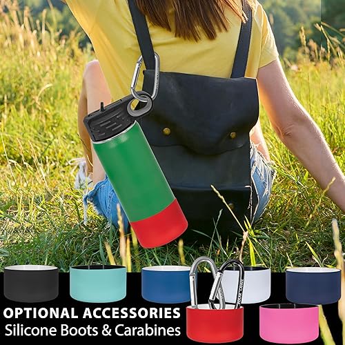 Miniatura 9 de Polar Camel Botella de agua de 32 onzas con tapa abatible y pajilla, frasco aislado al vacío, termo deportivo de doble pared de acero inoxidable