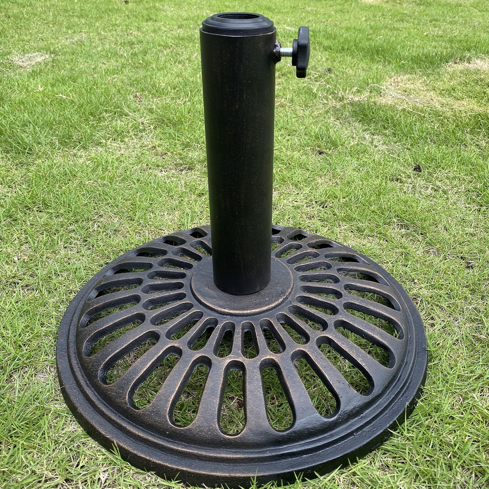 Cast Iron Umbrella Base Heavy Duty Outdoor Patio Umbrella Stand,Outdoor Umbrella Base（15.2" Black）