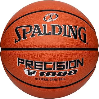 Spalding TF-1000 Precision Indoor Game Basketball - Official AAU Size 6, Eco-Grip Composite, High School Approved