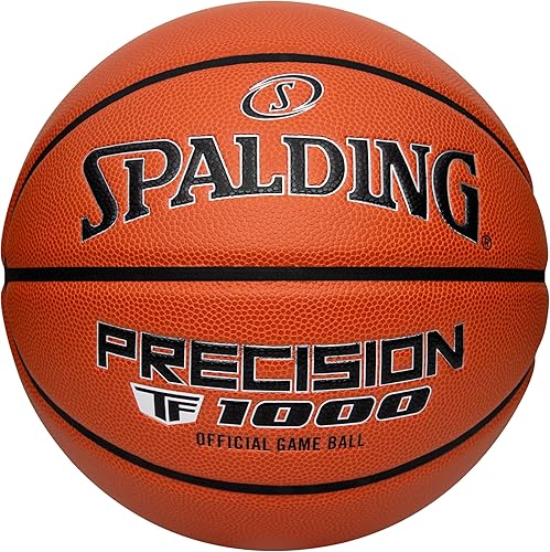 Spalding Precision TF-1000 Indoor Game Basketballs, Dry Grip Microfiber Composite Cushioned Cover, High School Approved