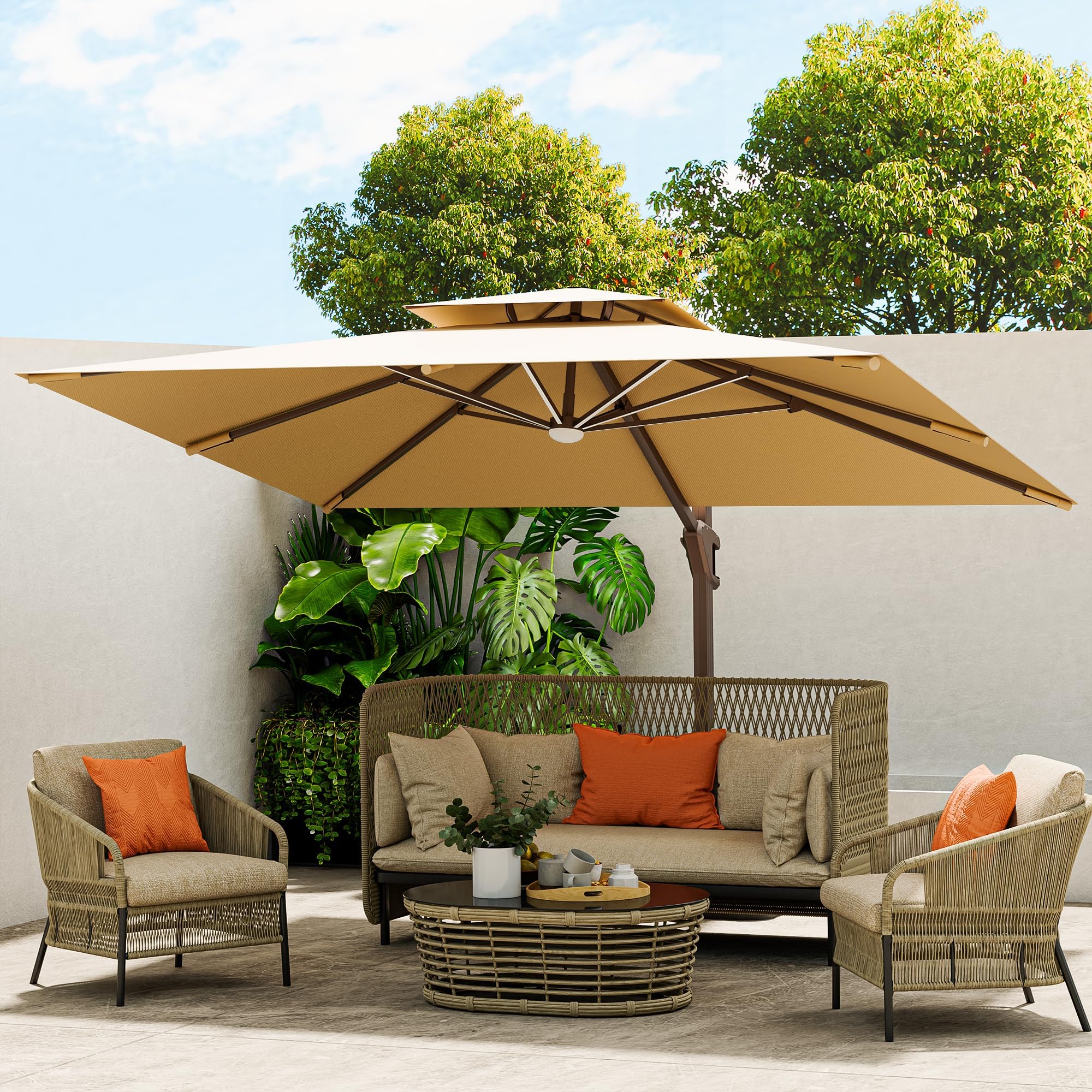 Amazon.com : Sunnyglade 10x13Ft Cantilever Patio Umbrella Rectangular ...