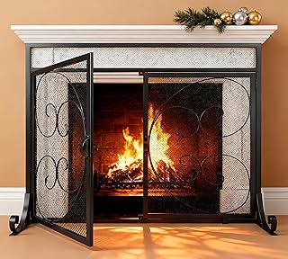 12 Fireplace Doors Ideas for Safety and Visual Style 17 Kingson Fireplace Screen with Hinged Doors Magnetic 2 Panels Sturdy Stee...