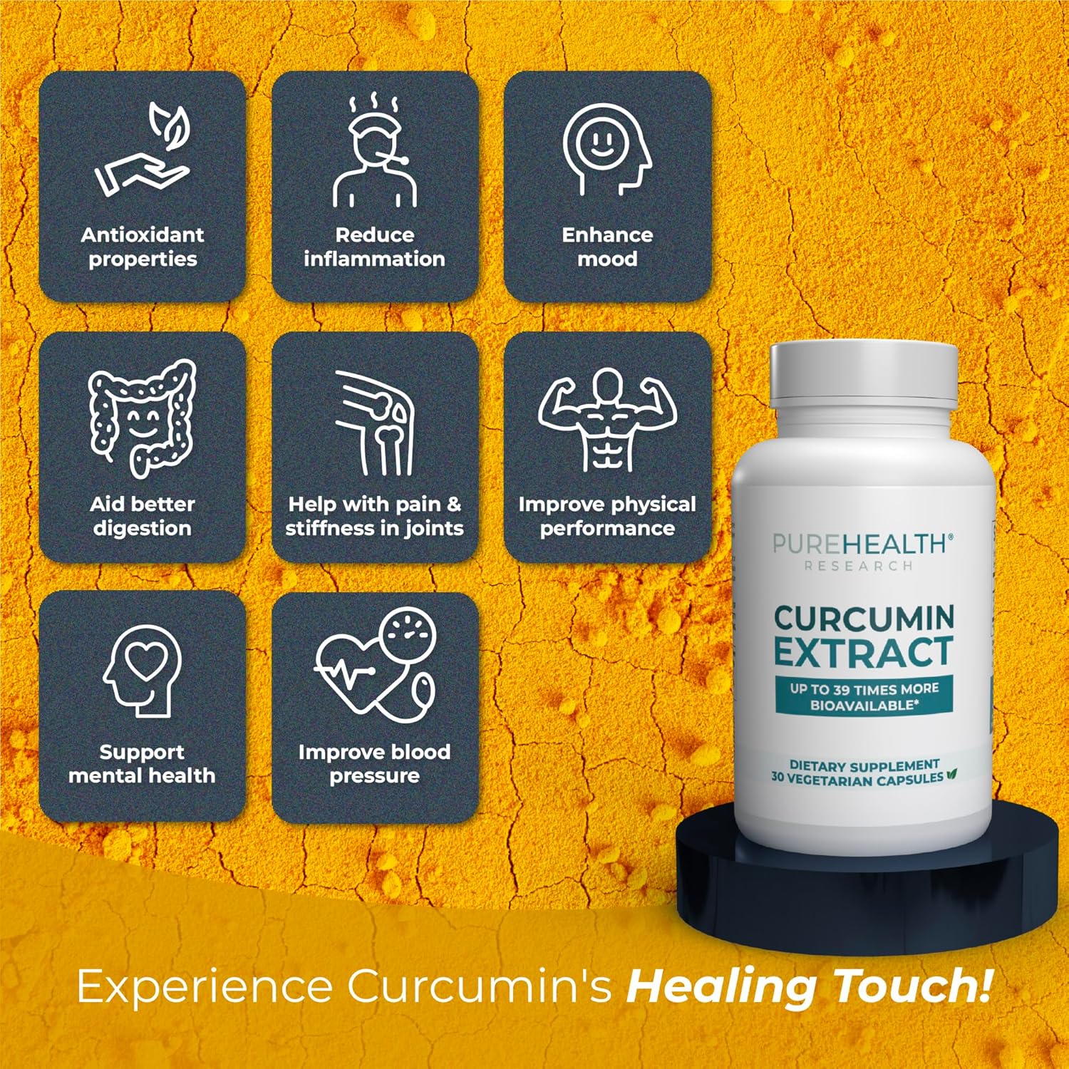 PUREHEALTH RESEARCH Curcumin Extract - High Absorption Turmeric Supplement for Robust Immune Support - Joint Support for Overworked Joints and Muscles - Powered by Curcugen x39 Bioavailable - 1 Bottle - Image 7