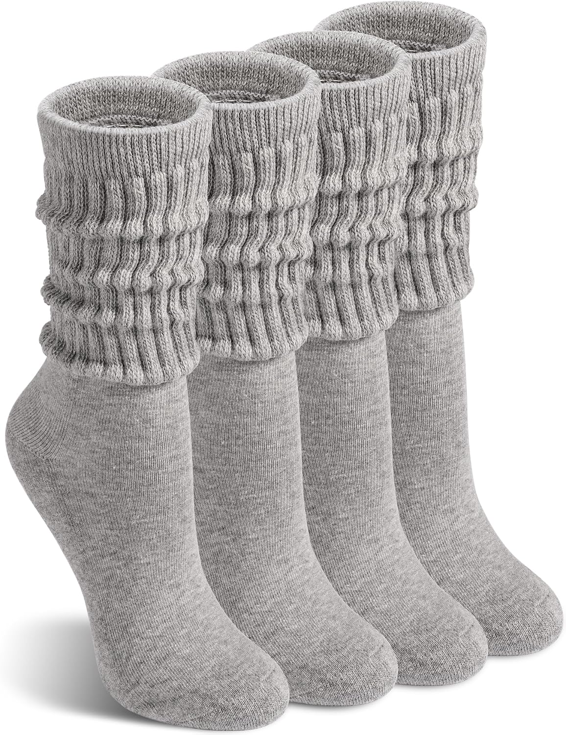 HONGTEYA 2 Pairs Slouchy Crew Socks for Women Cotton Mid Calf Scrunch Athletic Socks for Sneakers Boots Size 5-11