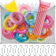 Aliceset 1/2/4 Pcs Pool Float Storage Net Bag Various Sizes Adjustable Swimming Pool Inflatable Toy Hanging Organizer Mesh Net Pouch Holder Reinforced Attaches to Poolside Fence