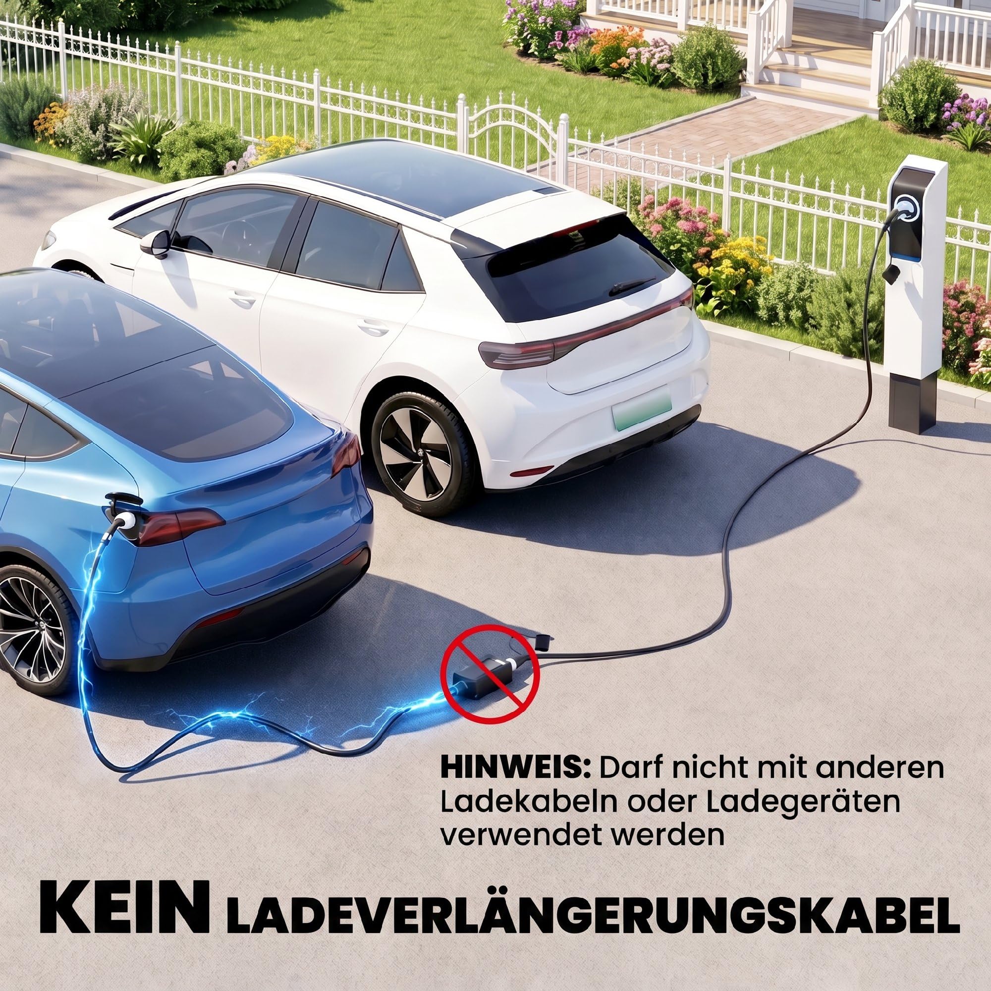 HOMCOM Typ 2 EV Ladekabel 11 kW 16 A Mode 3 5 m für Wallbox & Ladestation | 3-Phasen, Inkl. Reinigungstuch & Transporttasche, Schnellladekabel, EVs/PHEVs