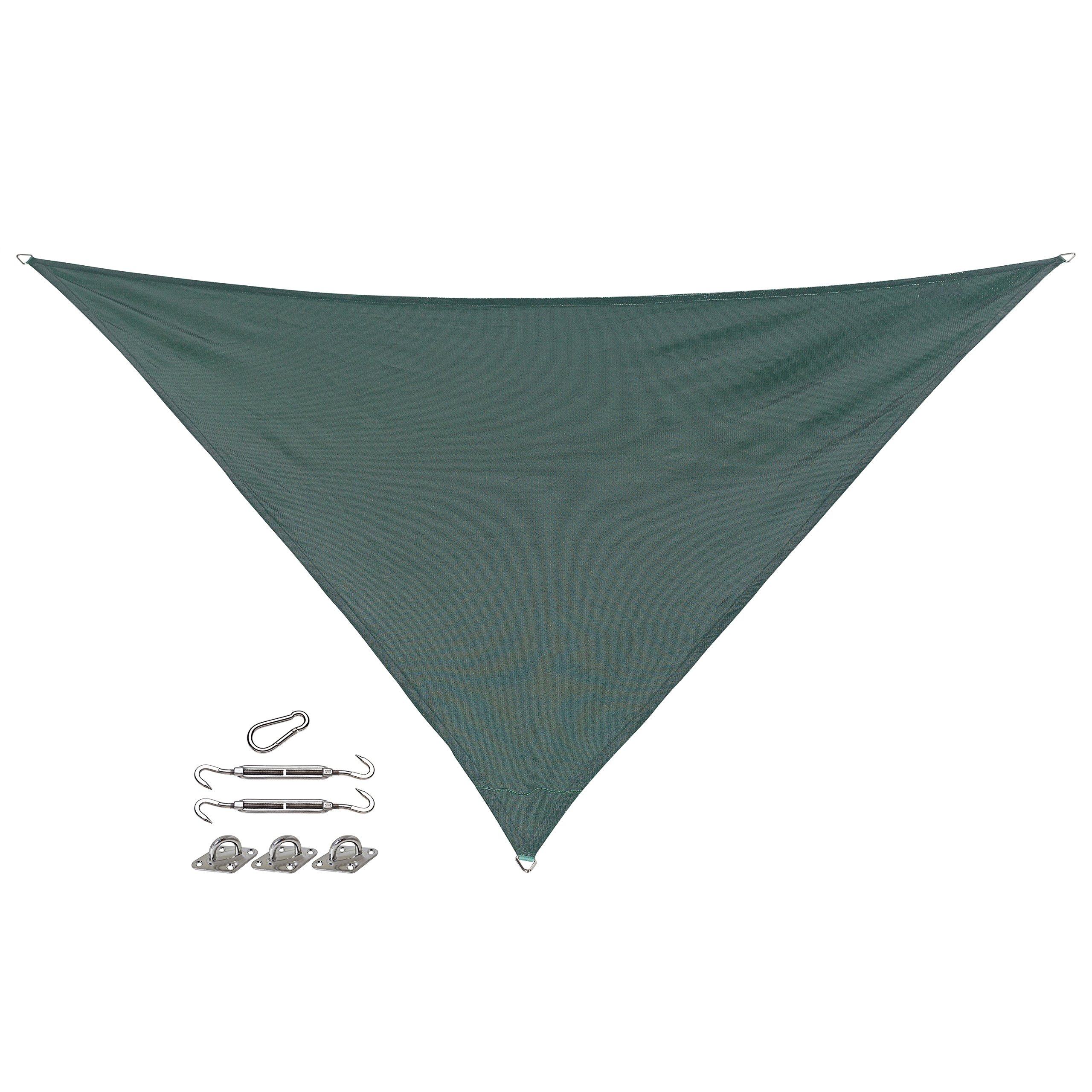 California Sun Shade 473662 Coolaroo Triangle Shade Sail, Heritage Green w/Fixing Kit