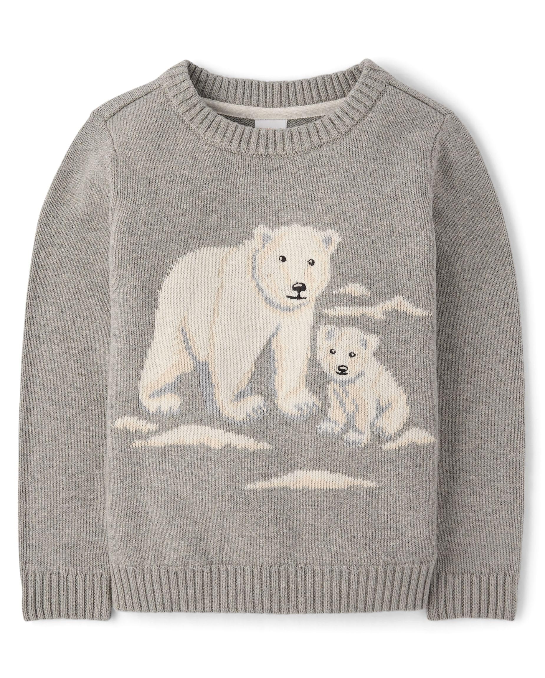 Gymboree Boys' and Toddler Long Sleeve Embroidered Crew Neck Pullover Sweater