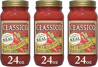 Classico Spicy Red Pepper Pasta Sauce, Bold Italian Tomato Marinara, Ready to Serve Cooking Sauce for Spaghetti, Pizza, Chicken Parmesan & Pasta, 24 Ounce (Pack of 3)
