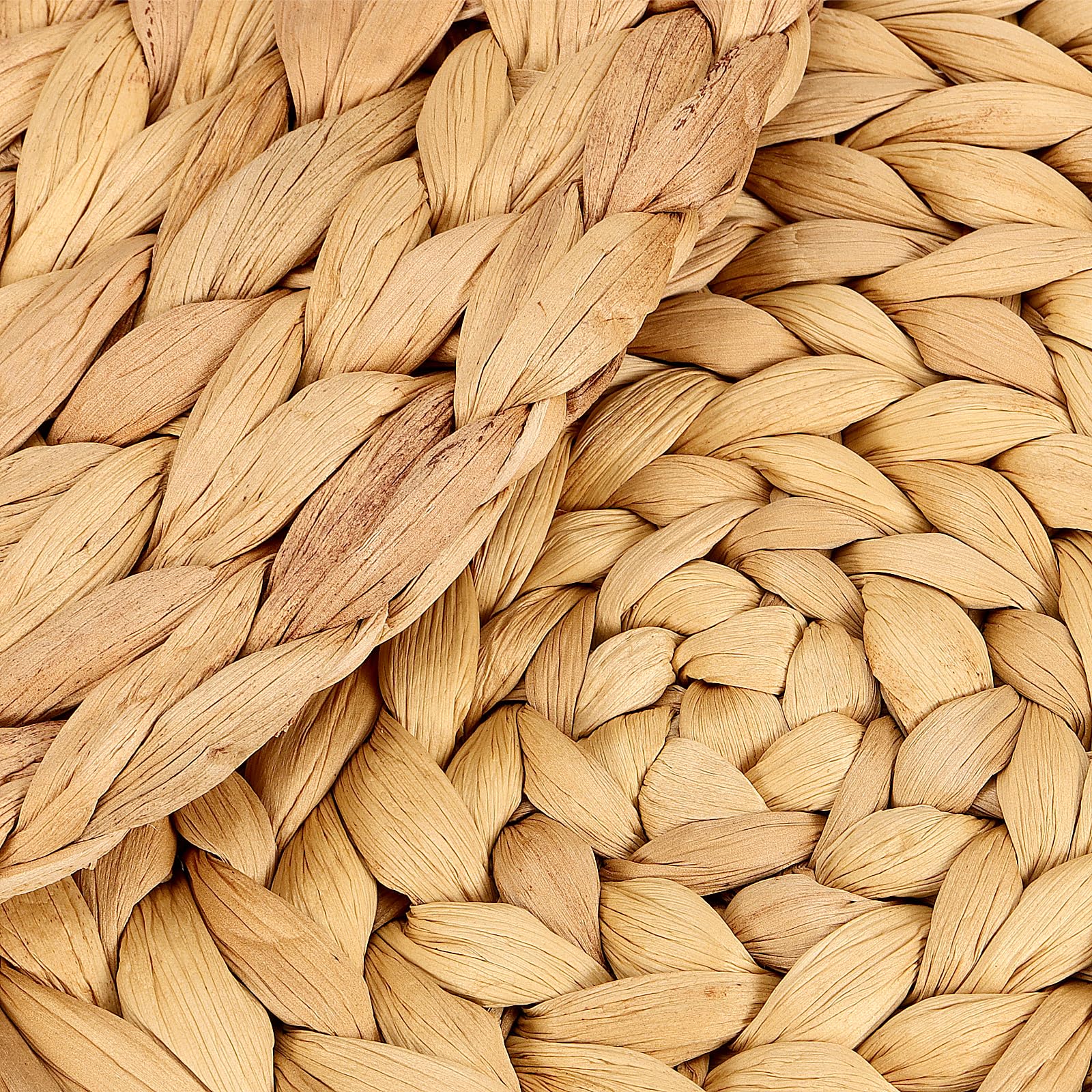 MUKSEUT Confezione da 8 tovagliette rotonde in tessuto di giacinto d'acqua naturale, 30 cm, tovagliette in paglia intrecciata per tavolo, sottobicchieri, pentole, padelle