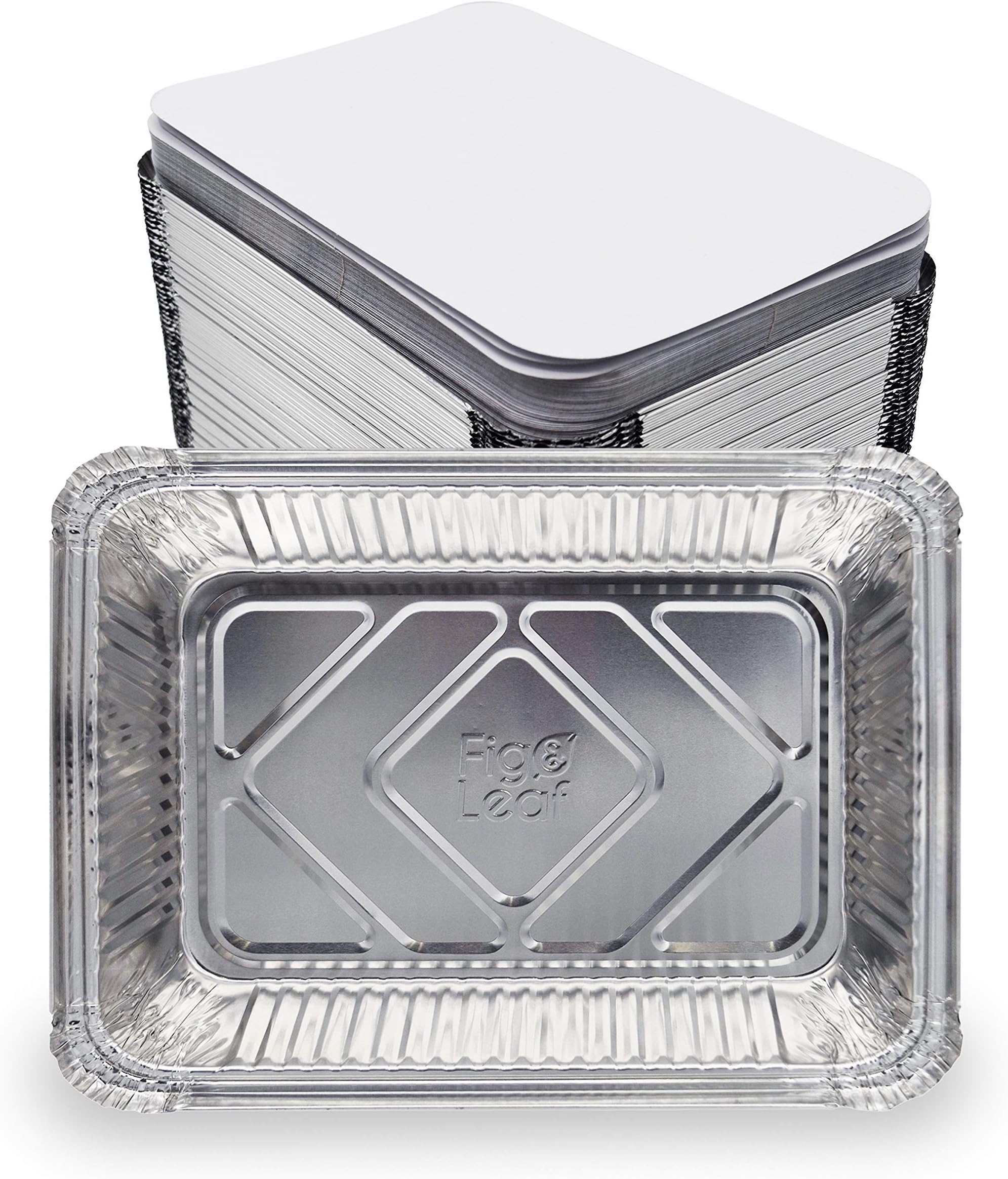 (60 Pack) Premium 2.5-LB Takeout Pans with Lids - 8.6" x 6.1" x 2" l Heavy Duty Disposable Aluminum Foil for Catering Party Meal Prep Freezer Drip Pans BBQ Potluck Holidays