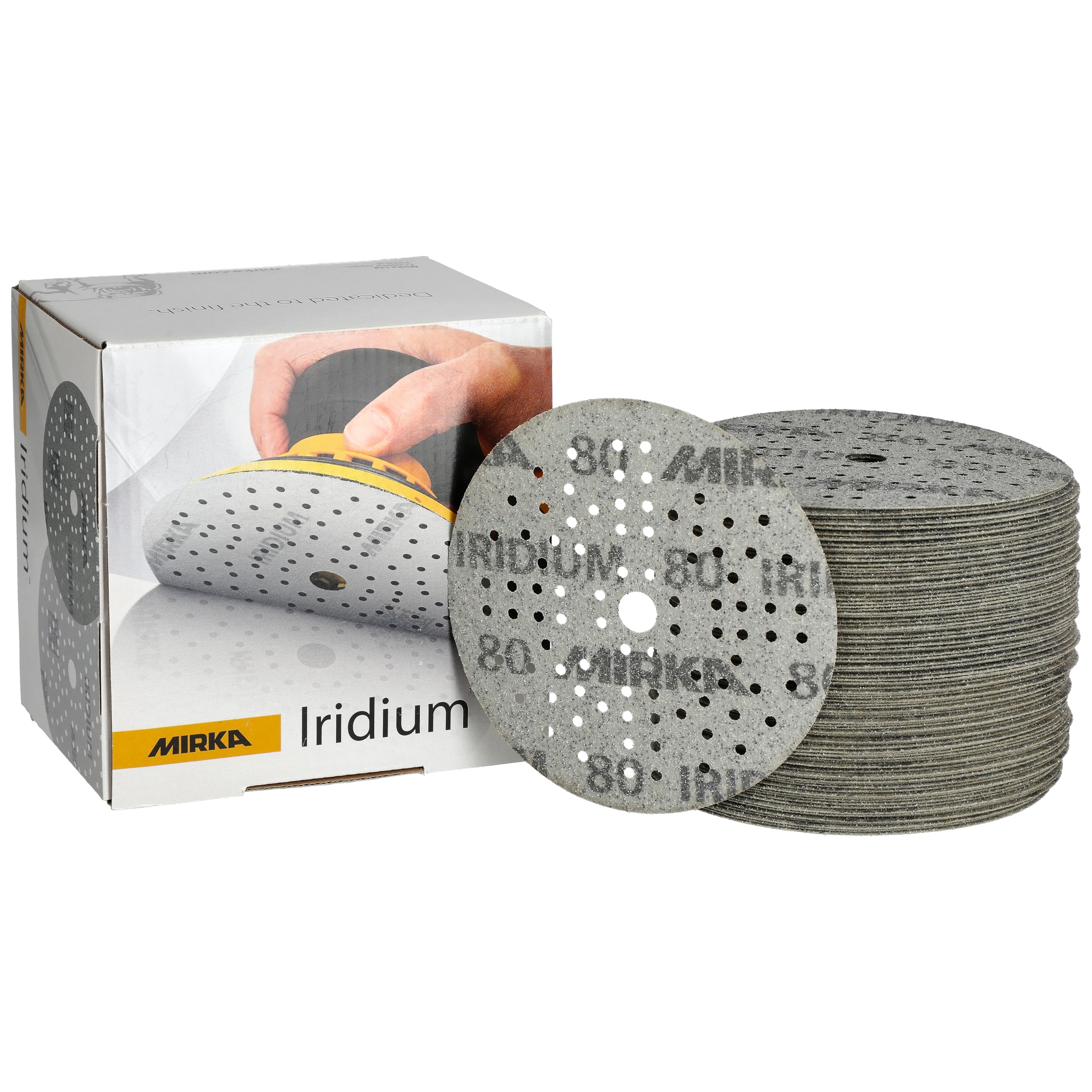 Mirka abrasive sheets Iridium sandpaper 125mm Hook & loop 80 grit 100 pcs