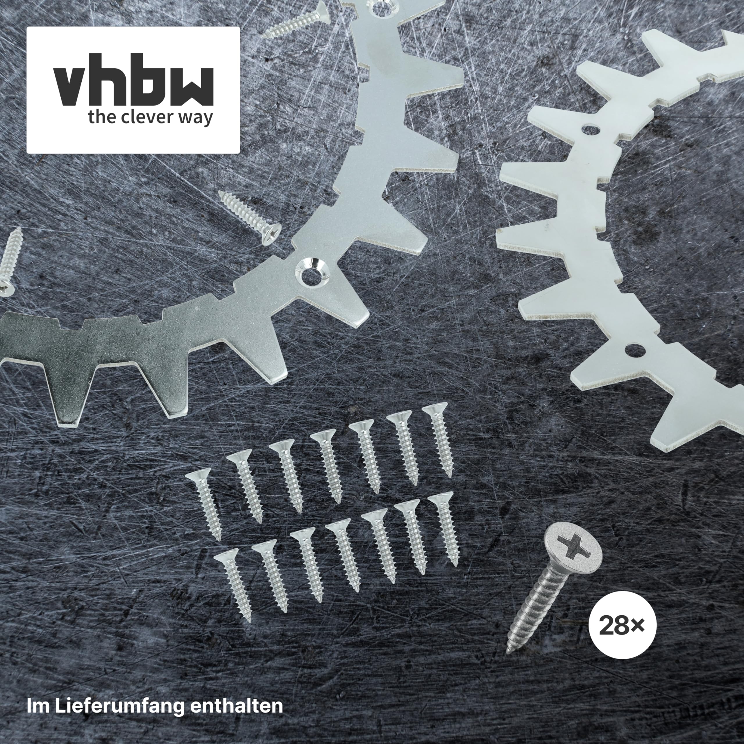 vhbw 4 x kolce kompatybilne z robotami koszącymi Worx M500 2.0, M700, M1000i, M1000, M500 - stal nierdzewna, 24 zęby, w zestawie śruby