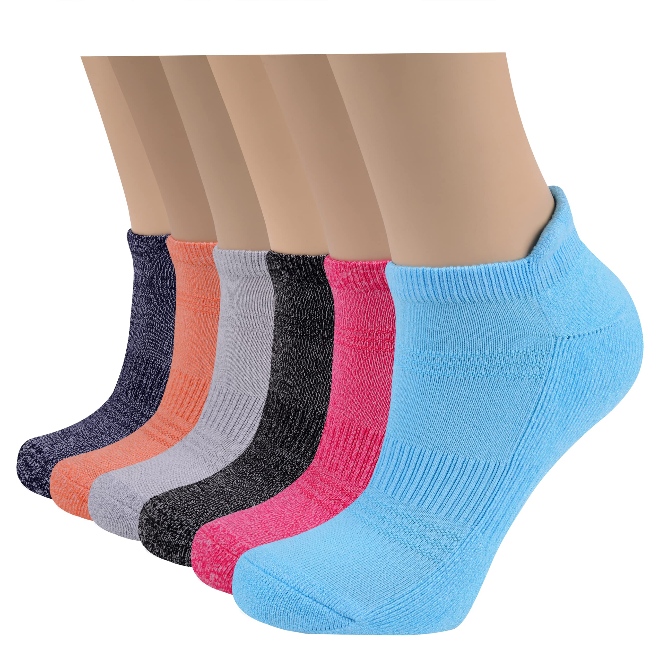 VRD Womens Ankle Socks, Bamboo Rayon 6-Pairs Athletic Running Low Cut Socks With Tab