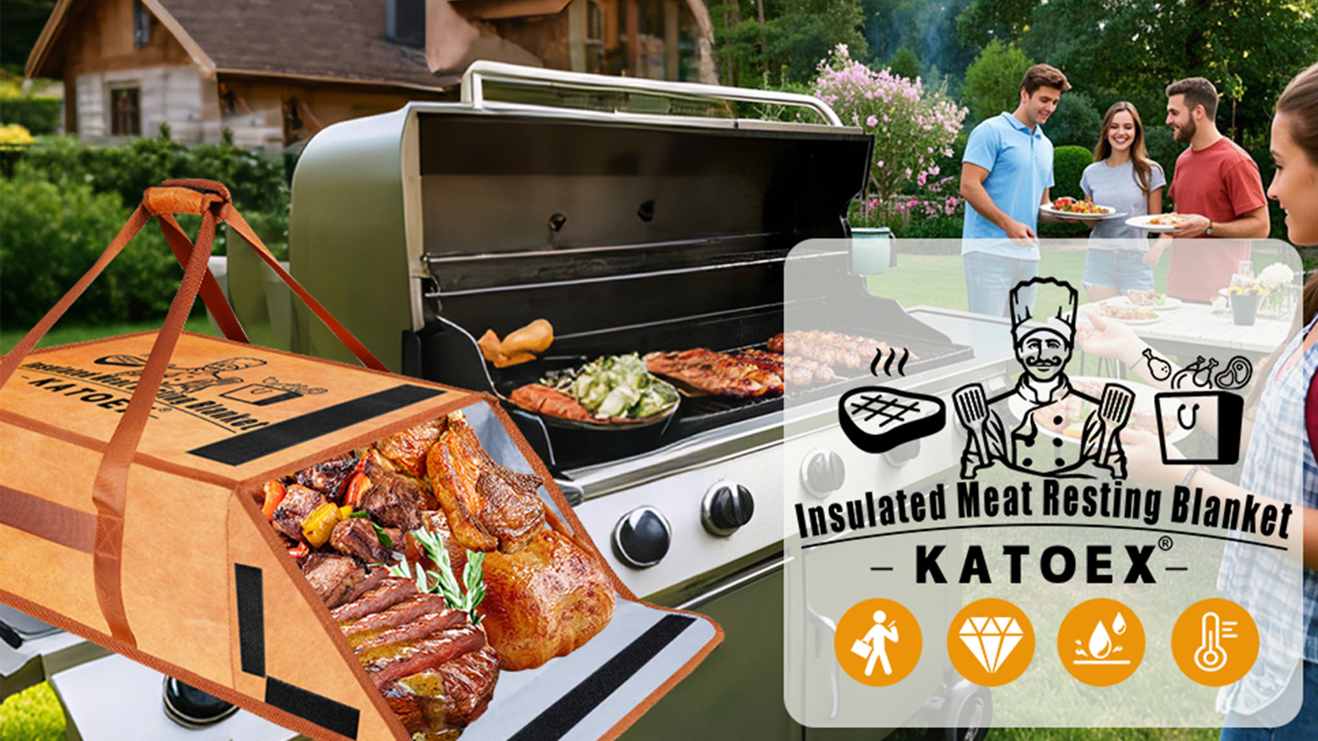 Bolsa aislante para carne BBQ, gran capacidad 49L miniatura 7