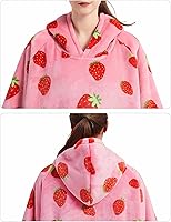 Vista 6 de KFUBUO Manta con Capucha Portátil para Adultos, Sherpa con Estampados de Fresas, Sudadera de Gran Tamaño con Bolsillos, Regalos de Cumpleaños