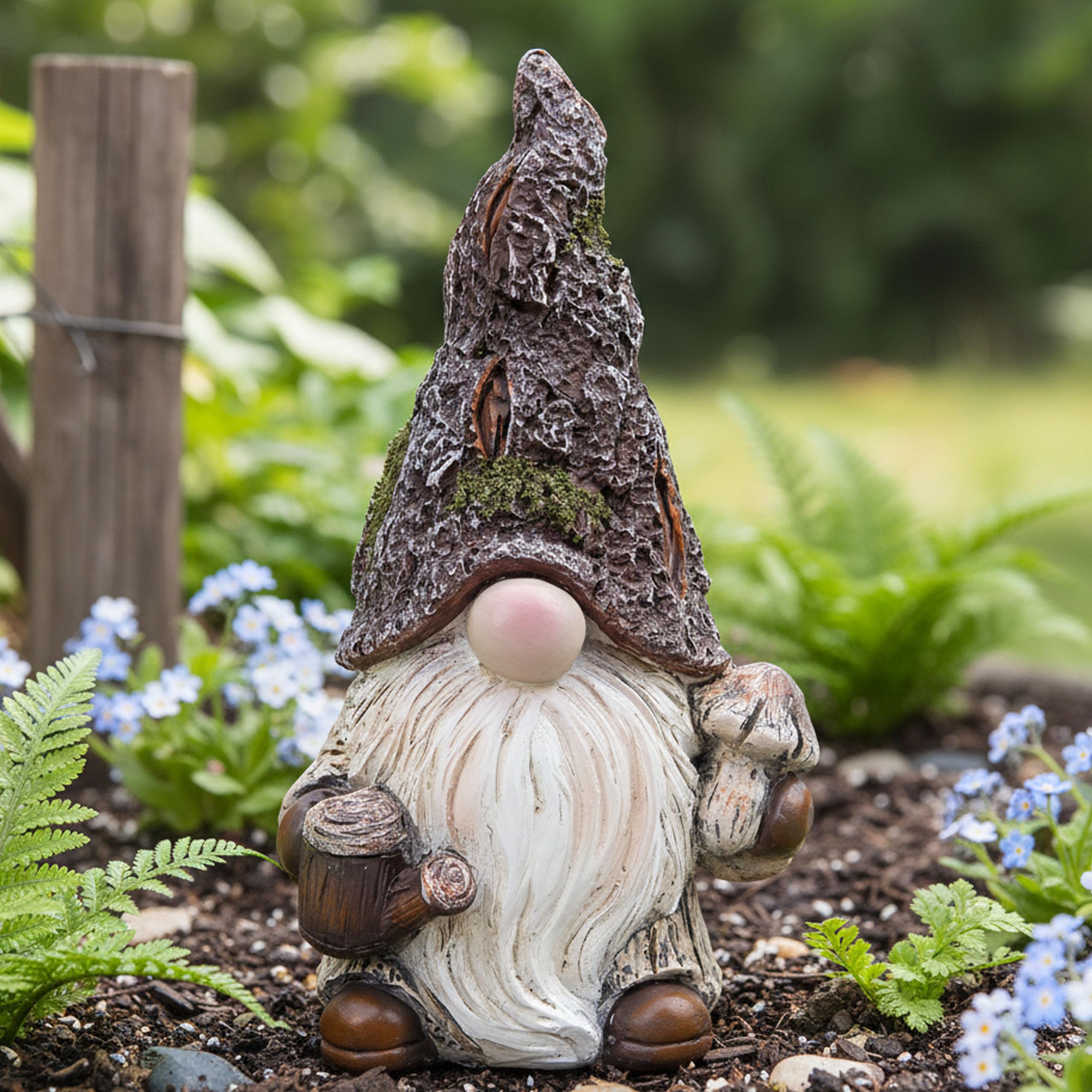 Nain de Jardin Rigolo pour Extérieur & Intérieur - Figurine de Jardin Résistante aux Intempéries Aspect Pierre - Statue Nain Peinte à la Main pour Balcon, Terrasse & Pelouse - Idée Cadeau Originale
