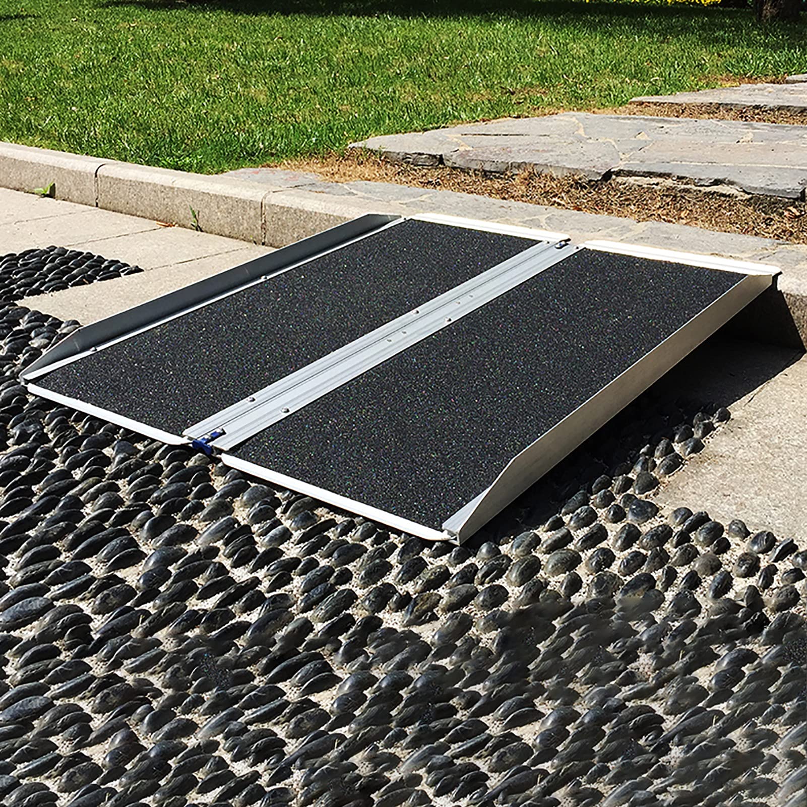 Rampa krawężnikowa podjazdu, rampa progowa, przenośna składana rampa do wózków inwalidzkich ze stopu aluminium, antypoślizgowa mobilna rampa schodowa do wózka inwalidzkiego/roweru/skutera/