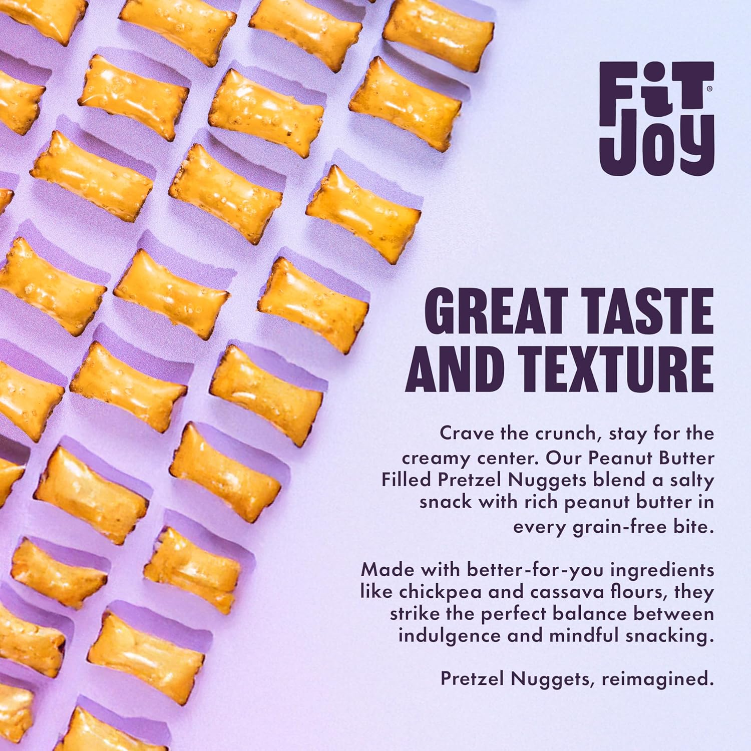 FitJoy Peanut Butter Filled Pretzel Nuggets (4 Pack, 5 Oz) – Gluten, Dairy & Corn Free Peanut Butter Snacks – Grain Free Cassava & Chickpea Flour Pretzel Snack – Flavored Pretzels for Mom, Children