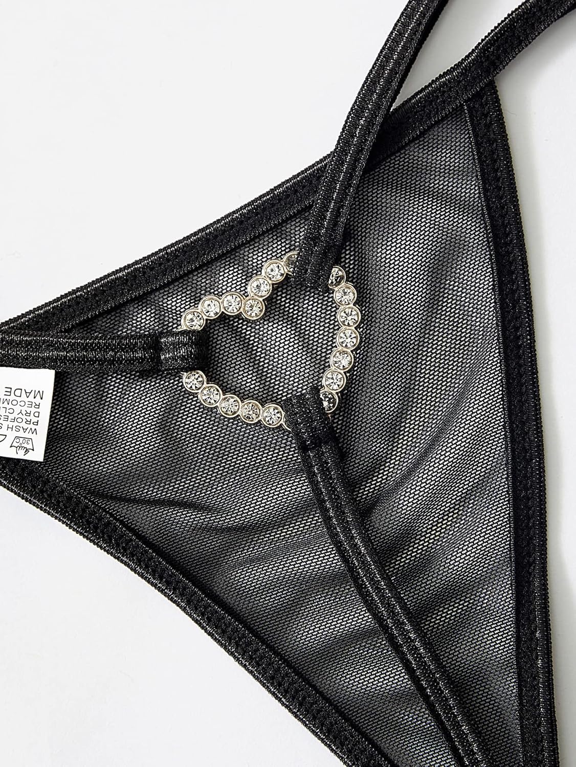 Verdusa Women's G String Thongs Rhinestone Mid Rise Mesh Thong Underwear Hipster - Image 5