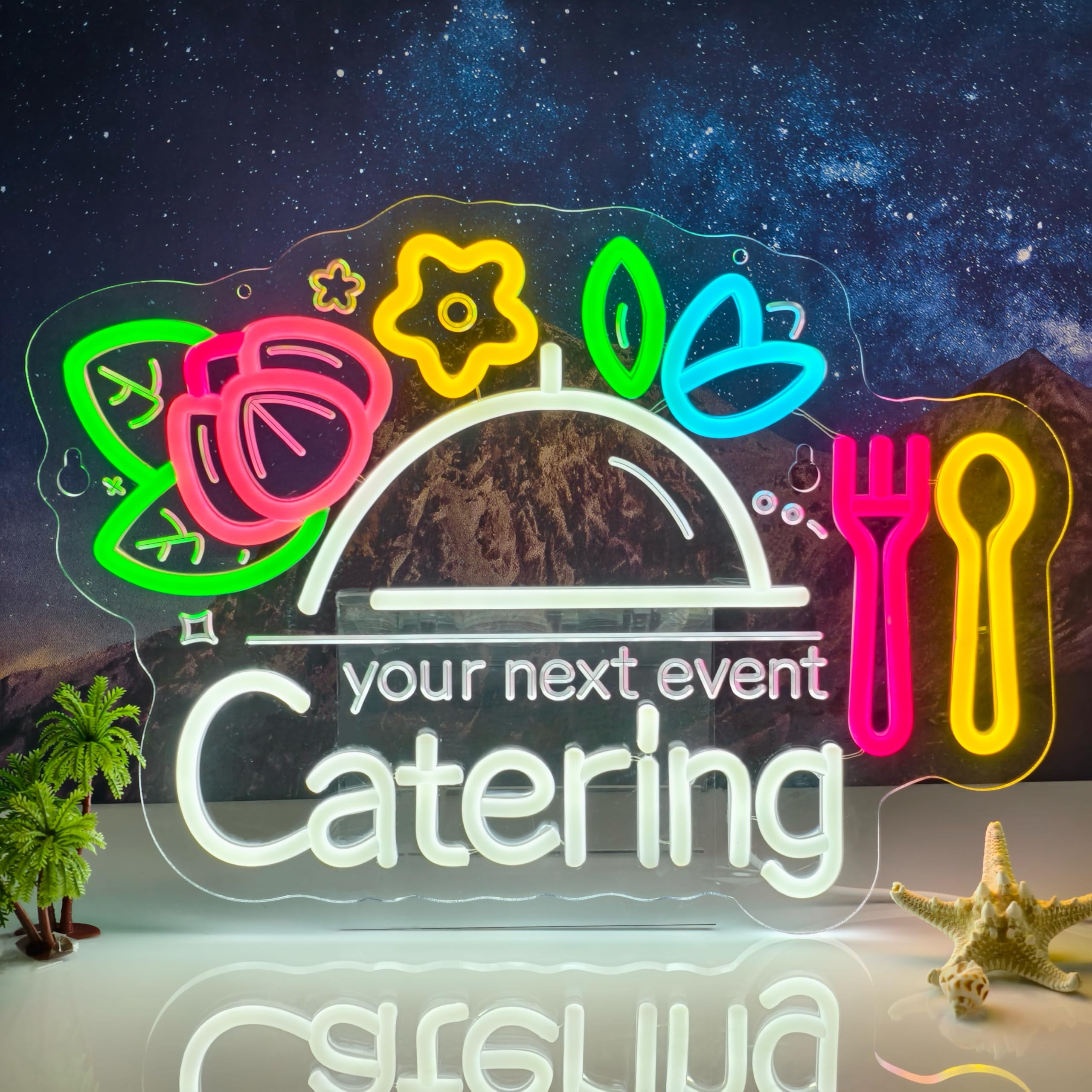 Catering-Neonschild, Neonlichter, hängende Wandkunst, Dekoration für Catering, Geschäft, Restaurant, Café, Brunch Esszimmer, Küche, Heimdekoration, USB-betrieben, ultrahell und dimmbar, 41