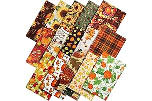 30Pcs Thanksgiving Fabric, 100% Cotton Fall Fabric Bundles for DIY Crafts and Decorations
