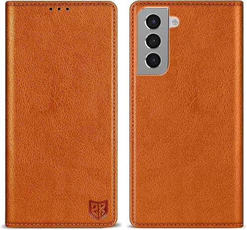 Miniatura 14 de ZZXX Funda tipo cartera para Samsung Galaxy S21 con bloqueo RFID, soporte de ranura para tarjetas, funda protectora de cuero magnético fuerte