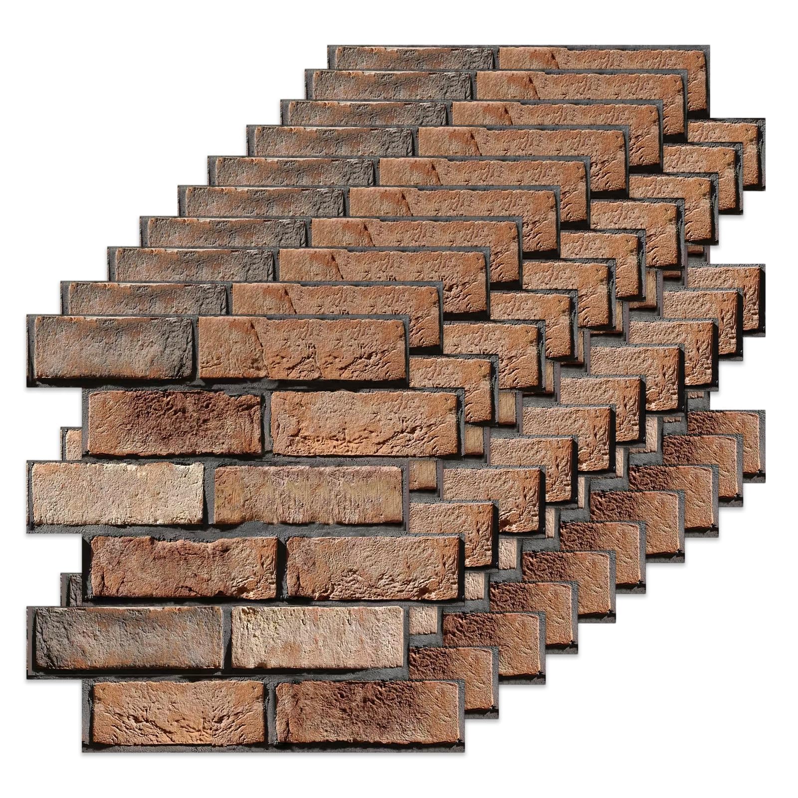 NIYATA Brick Effect Wallpaper, 10PCS Brick Wallpaper 30x30cm, Self Adhesive PVC Wallpaper, Waterproof Wall Stickers for Living Room Bedroom Kitchen, Peel and Stick Brick Effect Wall Decor, Red Brown — image 1