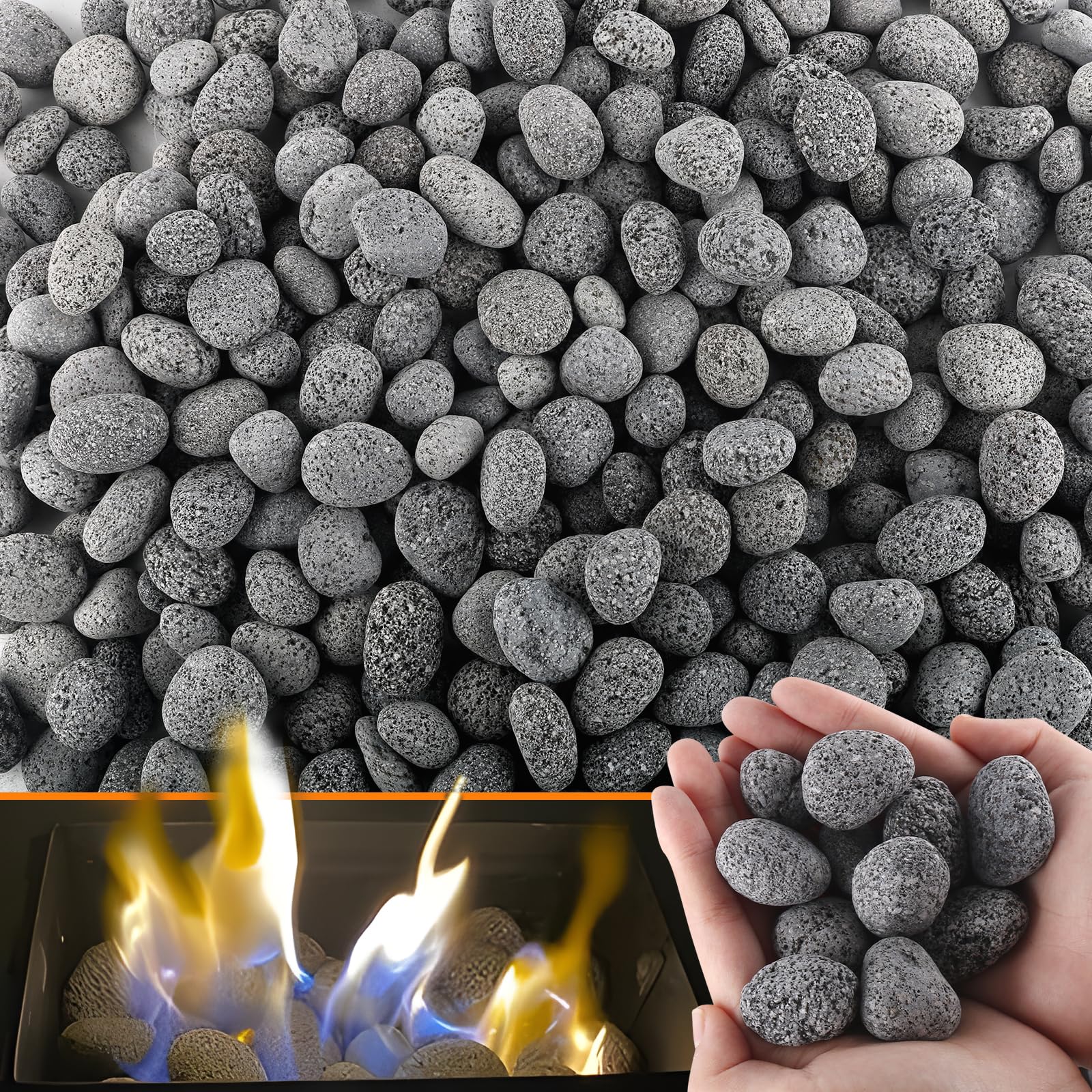 Snapklik.com : 45 Lb Lava Rocks For Fire Pit,1
