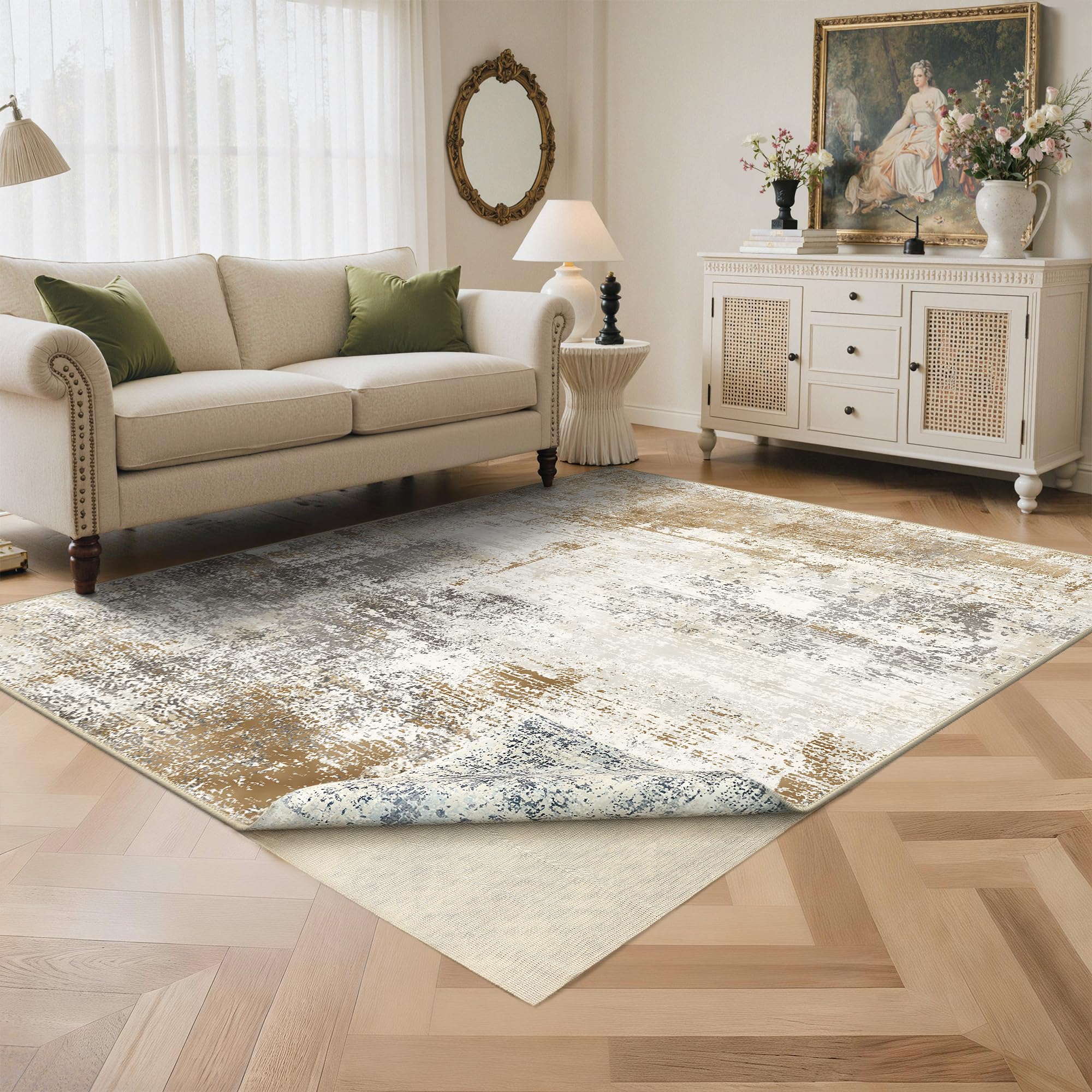 BEIMO Waschbarer Teppich Wohnzimmer, Abstrakt Design Teppich Schlafzimmer Kurzflor, Groß Teppiche rutschfest Weiche für Badezimmer Esszimmer Flur