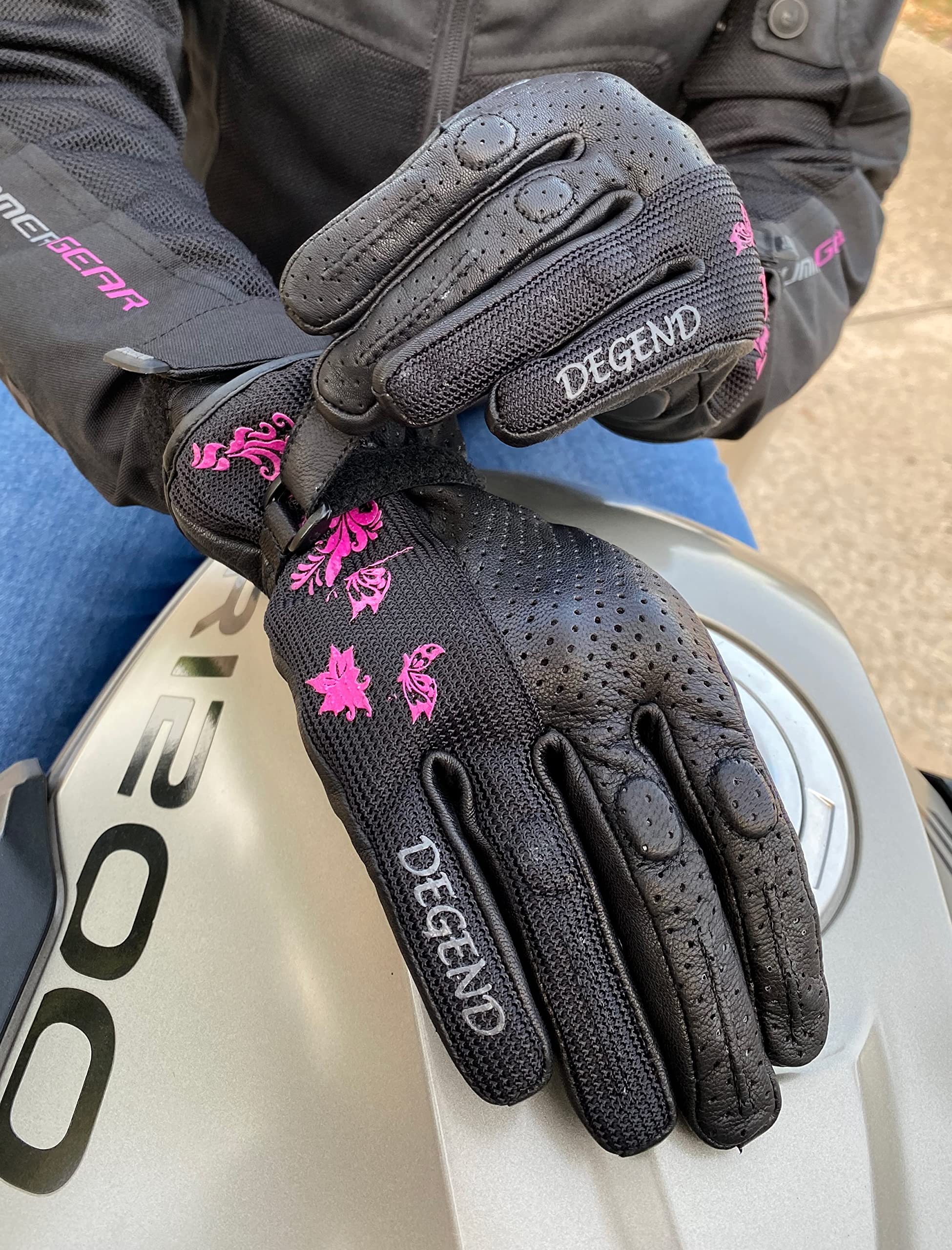 Butterfly | Guanti da Moto Estivi da Donna in Pelle Traforata con Imbottitura Tempa Foam e Protezioni in Tpu - Accessorio per Moto, Omologato