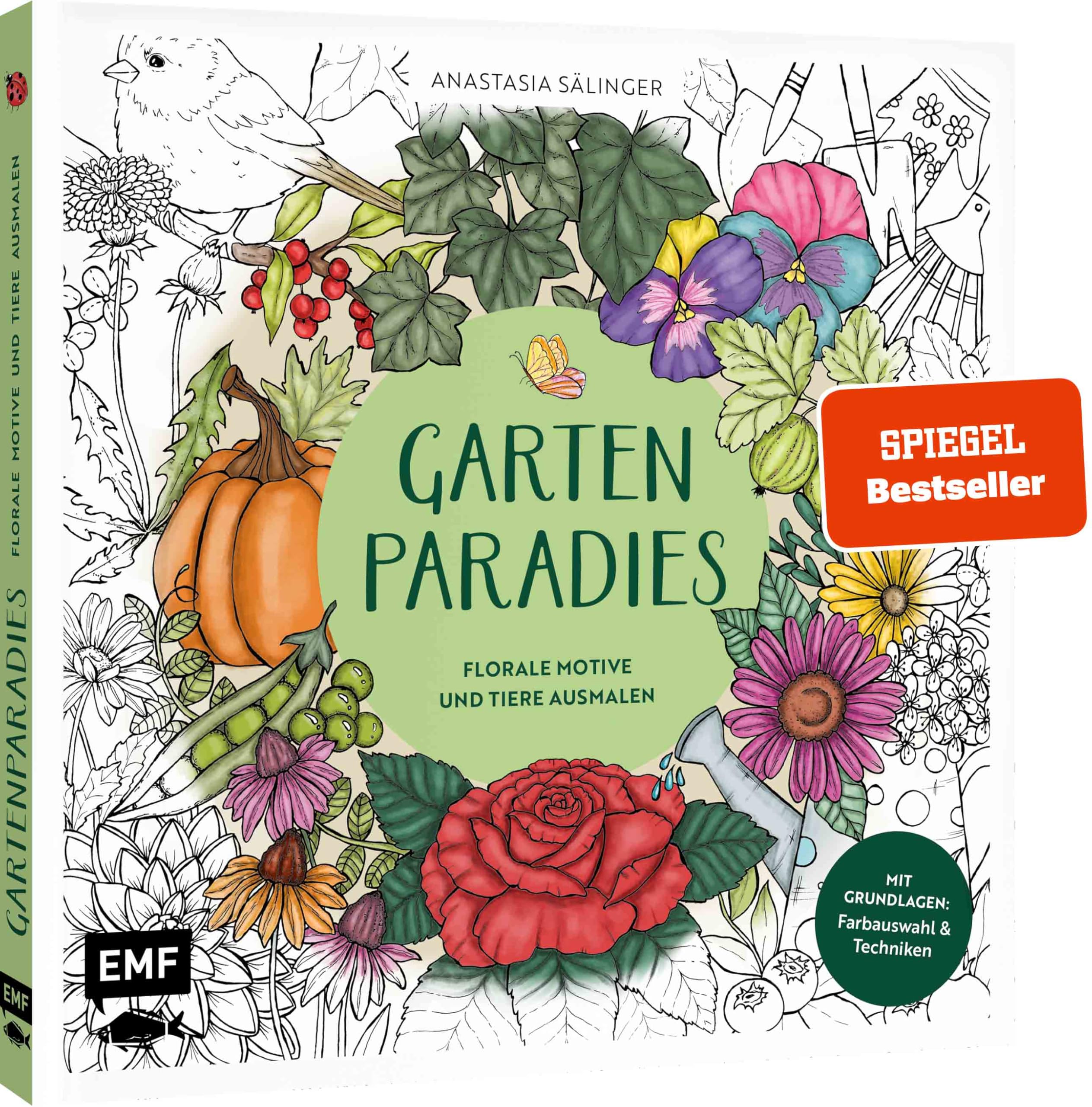 Gartenparadies - Florale Motive und Tiere ausmalen: Mit Grundlagen zur Koloration: Farbauswahl und Techniken - von @handgemalt