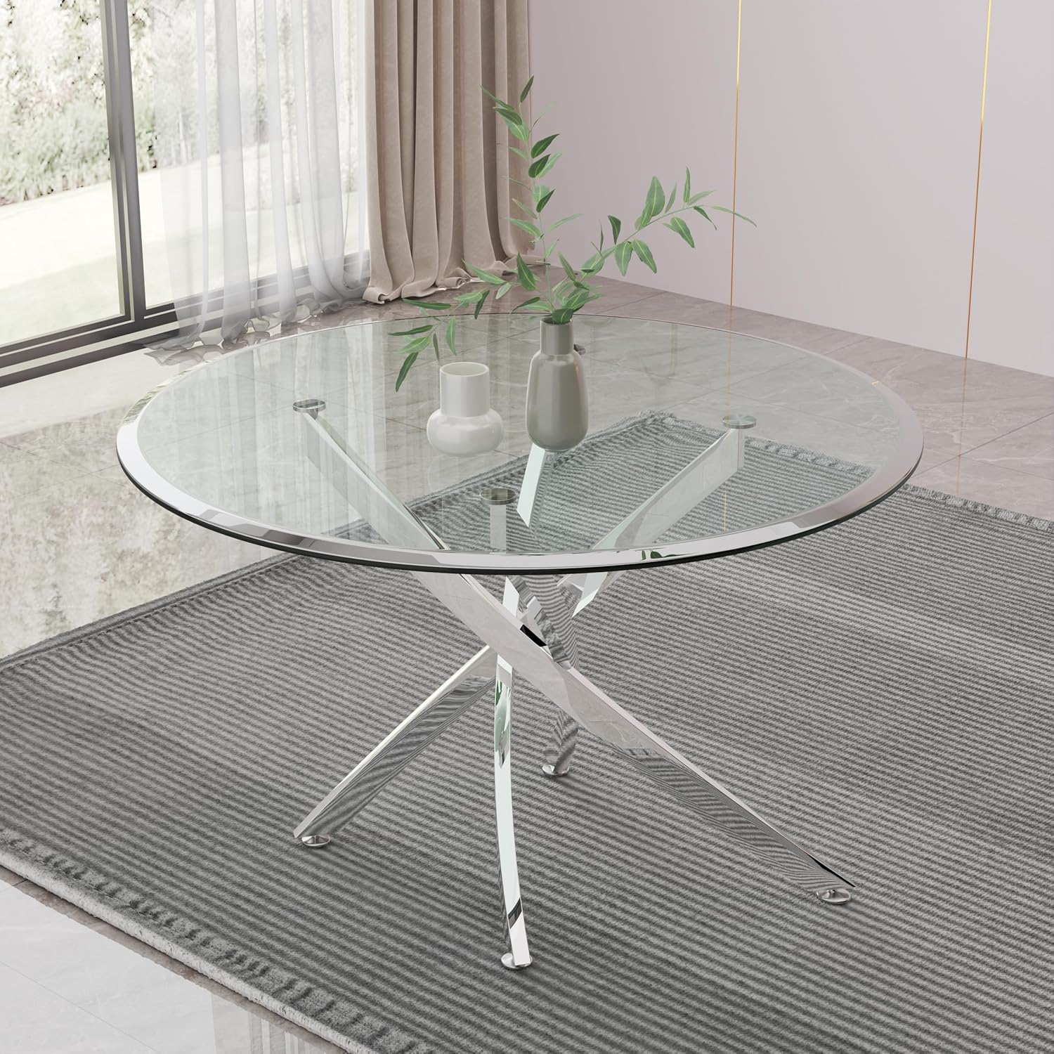 36" Glass Dining Table,Glass Dining Room Table,Suitable for 24 People,Modern