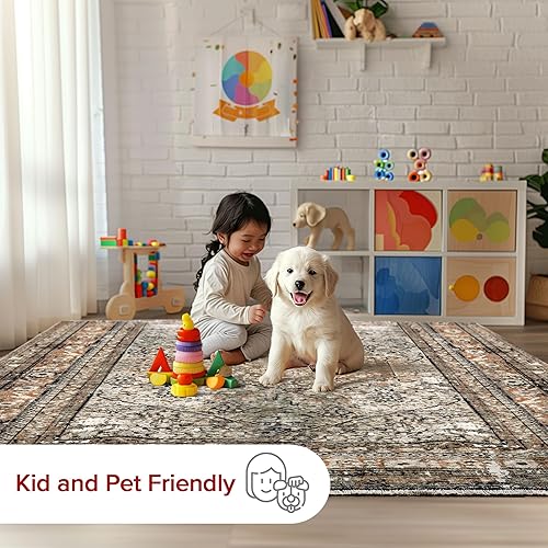 Miniatura 5 de nuLOOM Charvi - Alfombra decorativa con flecos de medallón envejecido, 3 x 5, multicolor