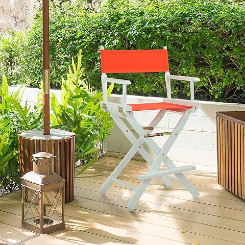 Miniatura 463 de Silla de Director de 18" Marco Blanco Lona Rosa